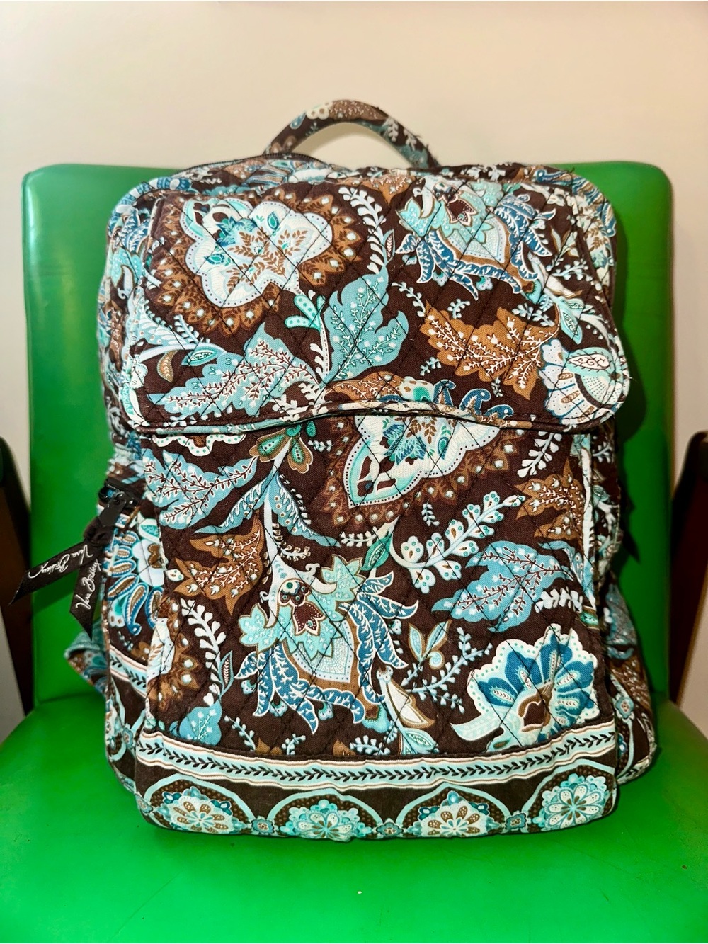 Vera Bradley Java Blue Quilted Floral Backpack